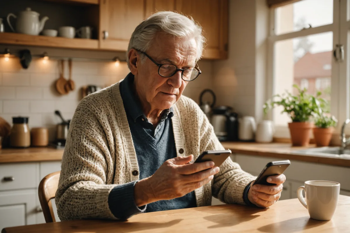 Family members looking at a phone together
